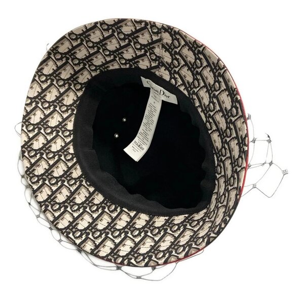 Auth DIOR/ChristianDior TEDDY-D Bob Hat 95TDD923G142 Red Black Polyester Cotton - Picture 4 of 12